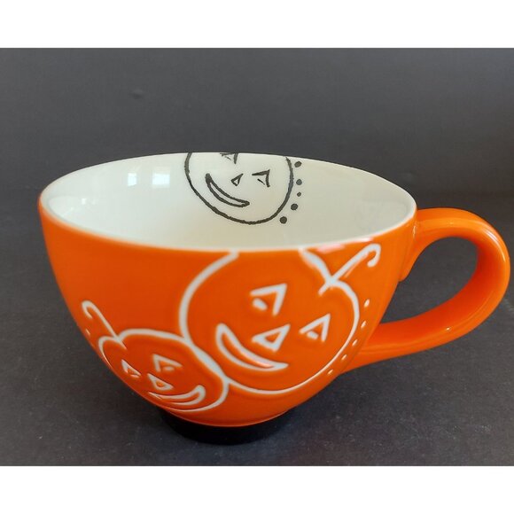 Starbucks 2007 Orange Happy Halloween Jack O'Lantern Pumpkin 10oz Coffee Mug Cup - Picture 5 of 8